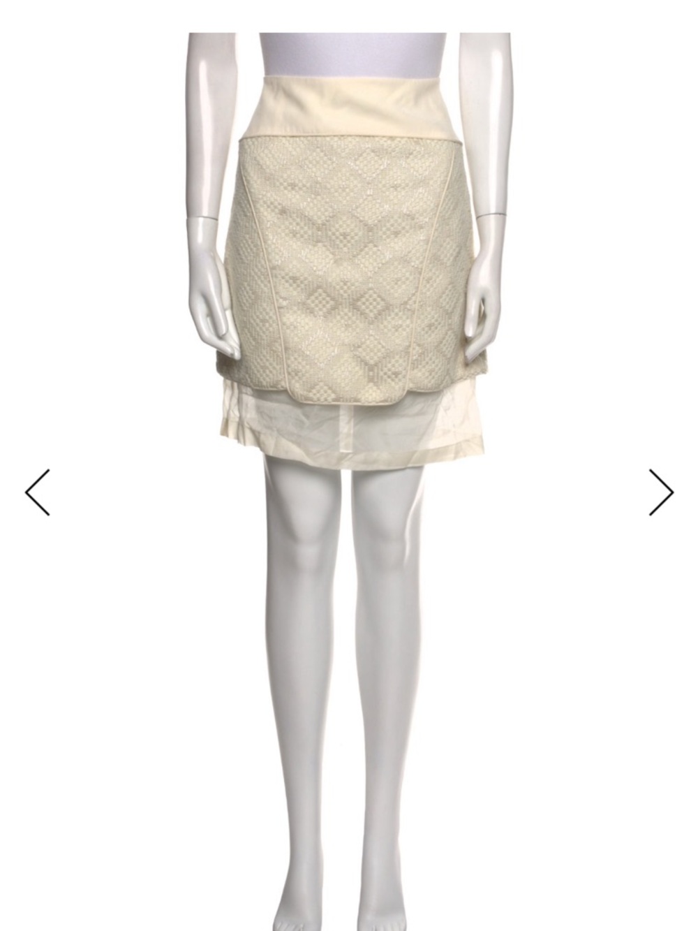 Tibi Cream Textured Layered Knee Length Skirt